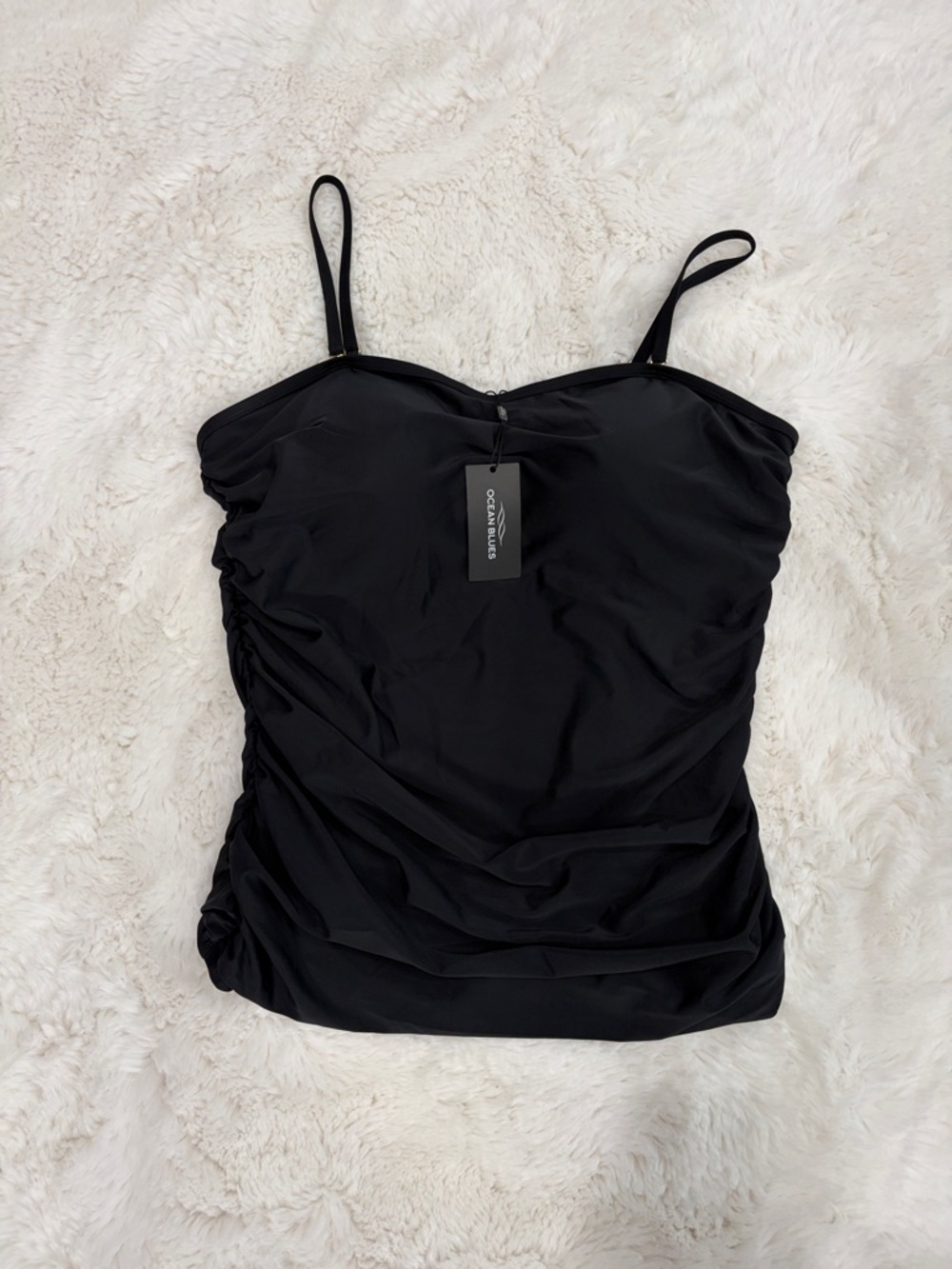 Ocean Blues Black Ruched One-Piece Swimsuit,Size 2XL. - Picture 13 of 13